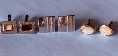 Lote de gemelos vintage - 3 pares - Incluye SWANK; tono plata y oro, piedra blanca Foto 1 de 4