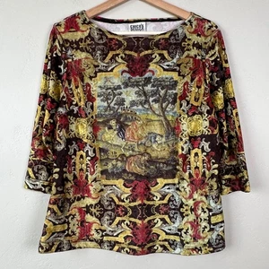 Vintage Chicos Design Velvet Renaissance 3/4 Sleeve Size 1 Art to Wear Artsy 90s - Picture 1 of 10