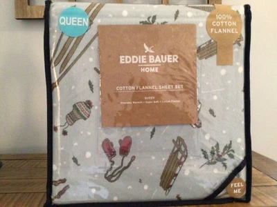 Eddie Bauer Snow Day Cotton Flannel QUEEN Sheet Set - Image 1 of 4