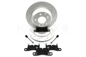 PARA PORSCHE CAYENNE S 4.8 V8 10-14 DISCOS DE FRENO TRASEROS PERFORADOS PASTILLAS SENSORES 330mm - Imagen 1 de 11