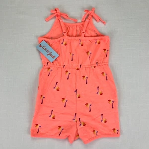 Cat & Jack Baby Girls Size 2T Romper Palm Trees Orange Onepiece - Brand New - Picture 1 of 8