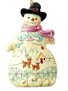 Jim Shore*TOP HAT SNOWMAN with WINTER SCENE*New*NIB*Christmas*DEER*6001514 - Imagen 1 de 2