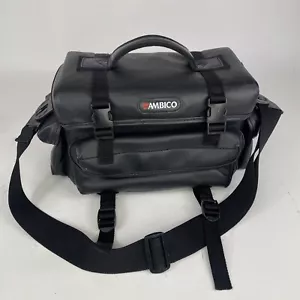 Ambico Black Shoulder Strap Camera Bag Case Leather Adjustable Compartments - Picture 1 of 11