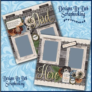 DAD HERO Premade Scrapbook Pages Paper Piecing printed layout DBDS - Picture 1 of 3