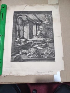 2 Albrecht Dürer Stiche St. Hieronymus im Studium, BSB WASSERZEICHEN BESCHÄDIGT wie besehen - Bild 1 von 7