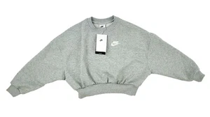 Nike Sportswear Club Fleece Girls Boxy Crew-Neck Sweatshirt Small Gray NWT - Picture 1 of 10