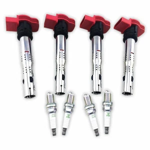 4 PACK IGNITION COIL SET NGK SPARK PLUGS for AUDI TT A4 VW GOLF JETTA GTI 2.0L - Picture 1 of 2