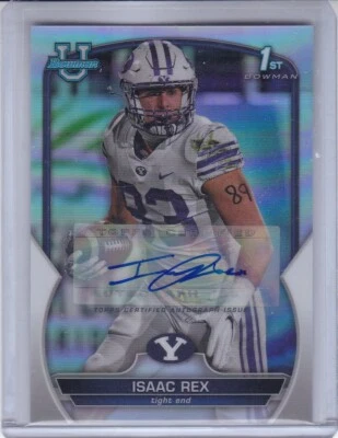 ISAAC REX 2022 BOWMAN CHROME UNIVERSITY AUTOGRAPH REFRACTOR #154/999 BYU - Image 1 of 2