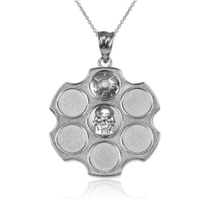 Sterling Silver Russian Roulette Pendant Necklace - Picture 1 of 4