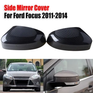 Pair For Ford Focus MK2 08~11/MK3 11~14 Carbon Fiber Door Side Mirror Cover Trim - Picture 1 of 10