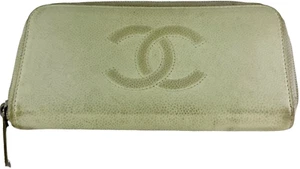CHANEL CC Interlocking Ivory Caviar Leather Wallet Zip Around Made in Italy - Picture 1 of 15