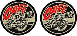 Toppa ricamata Cafe Racer moto vecchia scuola |2 pezzi ferro su cucito 3"x3" - Foto 1 di 1