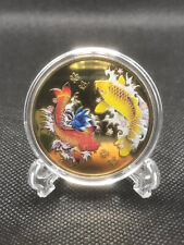 Chinesische Glücksmünze Koi Lucky coin Asiatische Münze golden Schicksalsmünze