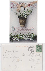 TurtlesTradingPost - Saybrook, IL 1914 - Cancelación manual en tarjeta de cumpleaños - Imagen 1 de 1