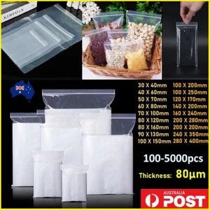 5-5000pcs AU Zip Lock Plastic Bags Reclosable Zipper Sydney HQ Thickness: 80μm - Picture 1 of 32