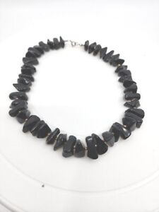 Park Lane Necklace, Black Acrylic Stone-like Beads and Gold Tone Bead Separators