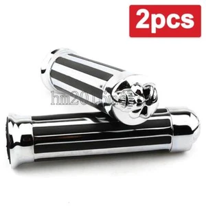 Motorcycle Skull Hand Grips 1" Handlebar For Harley Davidson Street Glide FLHX - Picture 1 of 6