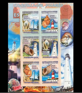 GUINEA - 2008 LIGHTHOUSE / SEA SHELLS - MIN. SHEET MINT NH - Picture 1 of 4