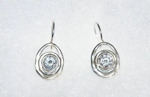 Rare! Silpada 925 Sterling Silver Bulleye Cubic Zirconia CZ earrings W1330 Swirl - Picture 1 of 12