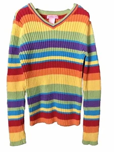 Copper Key Dillard’s Girls Rainbow Striped Knit Pullover Sweater L/S Size 10 12 - Picture 1 of 9
