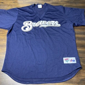 Vintage Majestic diamond collection Milwauki Brewers v neck jersey XL - Picture 1 of 8