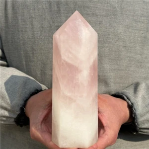 2.24LB Natural Rose Quartz Obelisk Quartz Crystal Gem Point Wand Tower XA5567 - Picture 1 of 13