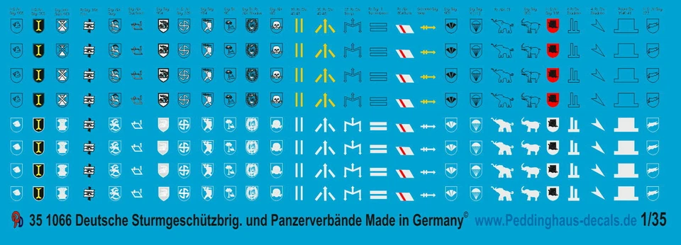 Decals Peddinghaus 1/35 1066 Brigate D'Assalto Tedesche E Unità Corazzate - Immagine 1 di 1