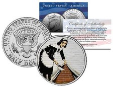 BANKSY * MAID IN LONDON * Colorized JFK Half Dollar US Coin Street Art England