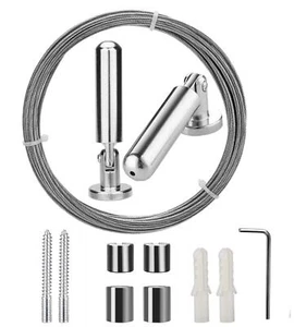 Wall Mount Children’s Art Projects Display Curtain Wire Rod Set - Stainless S... - Picture 1 of 8