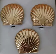 1 Set PartyLite P7009 Seacrest Hurricane Lamp Shade Risers Solid Brass Scallop