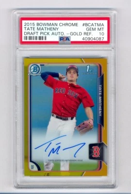 NATE MATHENY 2015 BOWMAN CHROME GOLD REFRACTOR AUTO RC #31/50 PSA 10 GEM MINT  - Image 1 of 2
