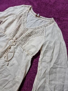 British India Designer Dress Size 9 hippie boho 100% LINEN - Picture 1 of 16