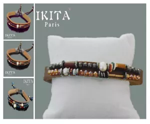 Kunstleder Armband Ikita ® Paris Armreif Boho Hippi Süsswasserperlen Glasperlen - Bild 1 von 6