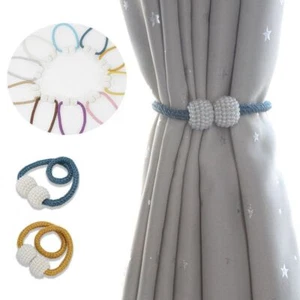 Chic Magnetic Curtain Tiebas Featuring Braided Ball Bule For Home Dcor - Picture 1 of 18