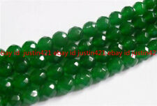Beauty 6/8/10mm Natural Green Jade Faceted Round Loose Beads Gemstone 15" AAA