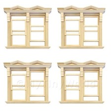 4 X Bambole Casa Doppia Apertura Fascia Finestre Con Piccolo Appuntito Parapets