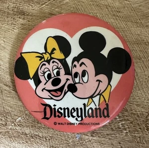 Vintage Walt Disney Production Mickey Minnie Mouse Disneyland Pinback Button Pin - Picture 1 of 5