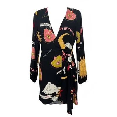 Never Fully Dressed Celestial Sun Moon Hearts Wrap Dress Black Size US 4 NEW - Image 1 of 4