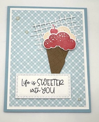 Stampin’ Up! Kit de tarjetas de San Valentín con cono de helado, troquelados, puntos Foto 1 de 4
