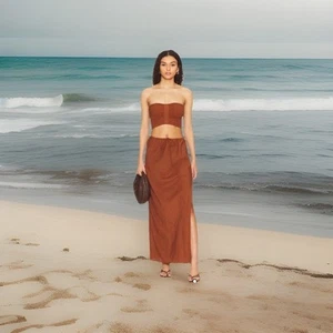 L Space Summer Feels Skirt COFFEE X-SMALL NEW $125 TAG - Picture 1 of 8
