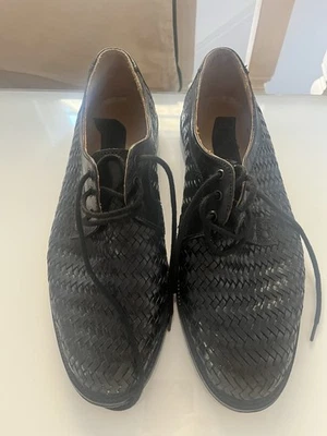 Vintage Italian leather Hand Woven Black Braided Men’s Lace Up Shoes EU44 - Image 1 of 4