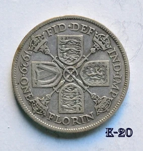 1929 UK Florin Silver (E20)  FREE SHIPPING - Imagen 1 de 2