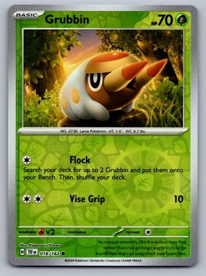 Pokemon TCG SV05: Temporal Forces Grubbin 018/162 Reverse Holo - Image 1 of 2