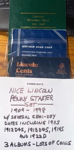Lincoln Penny Starter Set 1909 VDB to 1998 w/1911 S, 1912 D&S, 1922 D COBM-8072 - Picture 1 of 23