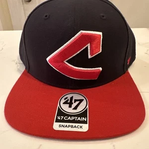 Cleveland Indians Guardians MLB Navy Blue Red 47 Brand Captain Snapback Hat Cap - Picture 1 of 7
