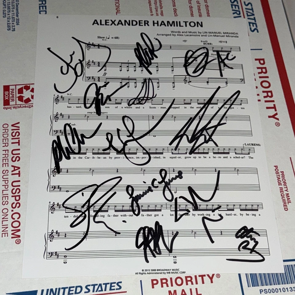 Hamilton Cast Signed Alexander Hamilton Lyric Music Sheet - Image 1 of 1