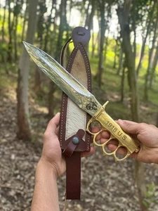AK CUTLERY CUSTOM HANDMADE STAINLESS STEEL BOWIE KNIFE HANDLE MADE BY BRASS  - Picture 1 of 5