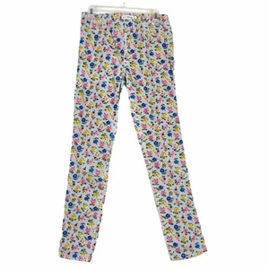 Mini Boden Gray Blue Yellow Pink Floral Corduroy Pants Sz 11 Youth - Picture 1 of 6