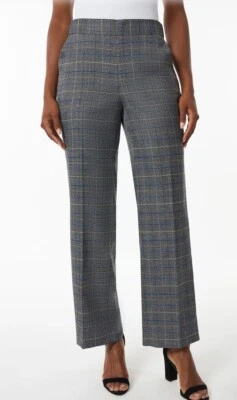 Pantalones Kasper Gris Azul Blanco Bolsillo a Cuadros Talla XL Foto 1 de 4