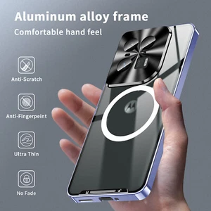 Für Motorola Edge 50 Ultra, magnetische Aluminium Metall Stoßstange Glas Rückseite Abdeckung Etui - Bild 1 von 19